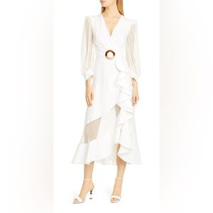 PatBo white belted maxi dress size 6